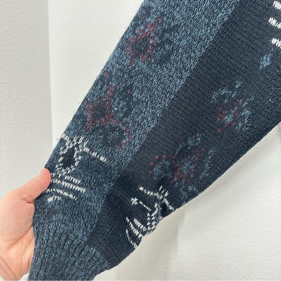 Expressions Vintage Argyle Longline Cardigan Navy Grey Eclectic Grandpacore L - Picture 5 of 7